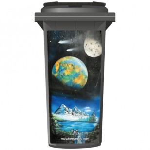 Brett Day Space Mountains Wheelie Bin Sticker Panel